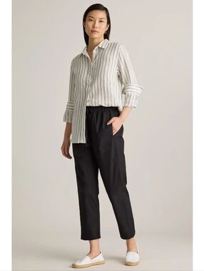 Quince 100% Organic Cotton Poplin Pull On Straight Leg Pants Size XLarge Black